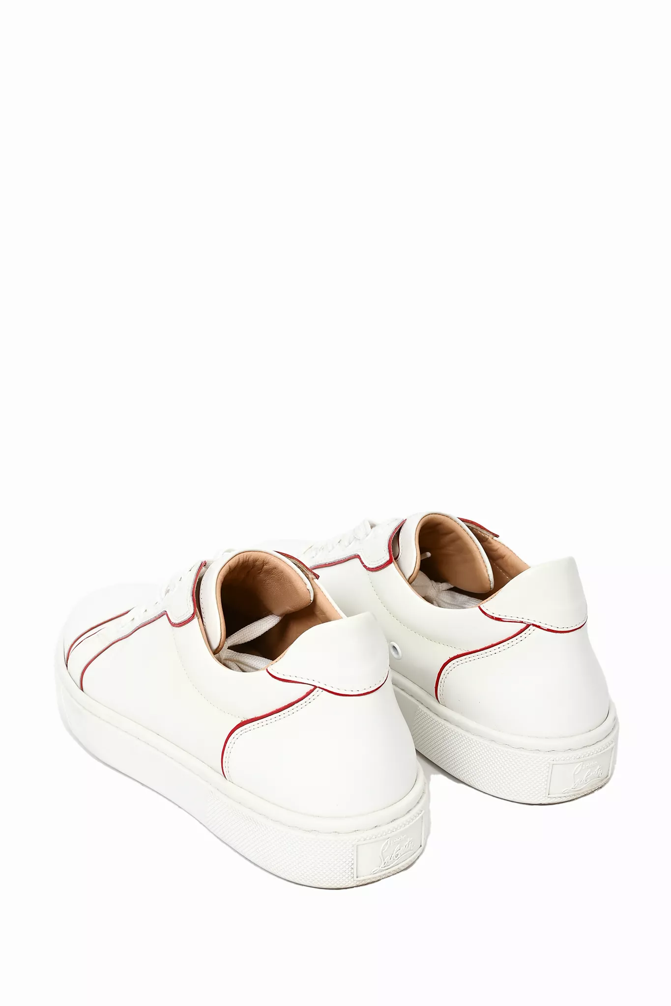 Christian Louboutin White Leather Sneakers Red Trim Size 39.