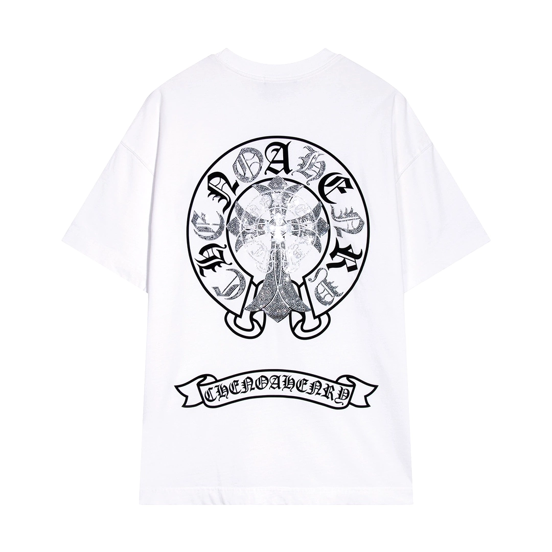 Chrome Hearts white short-sleeve T-shirt with 24SS horseshoe-shaped cross logo print 3.6