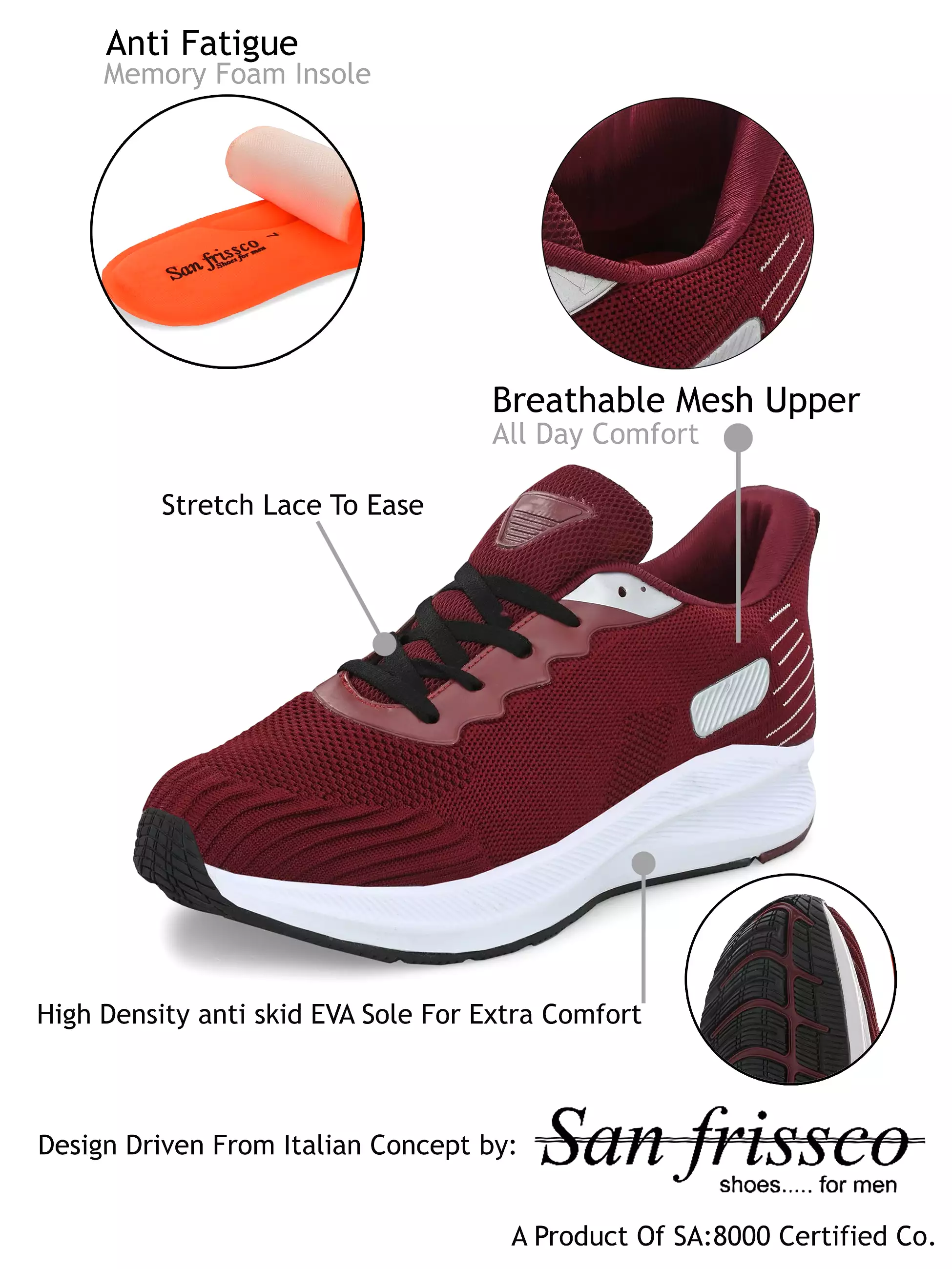 Cloud Maroon Casual Shoes