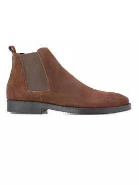 Coffee Suede Leather Chelsea Boots with Crepe Sole.