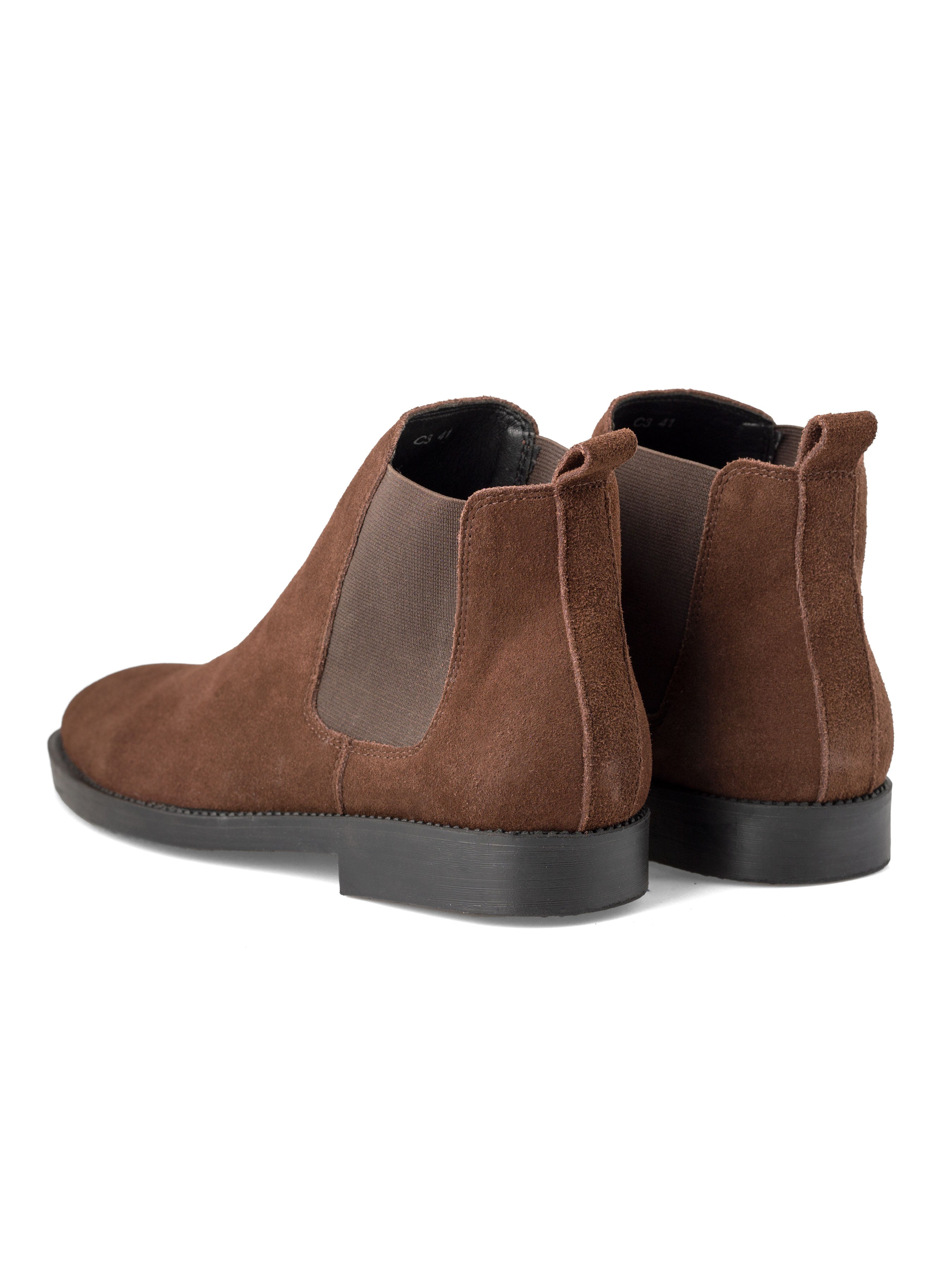 Coffee Suede Leather Chelsea Boots with Crepe Sole.