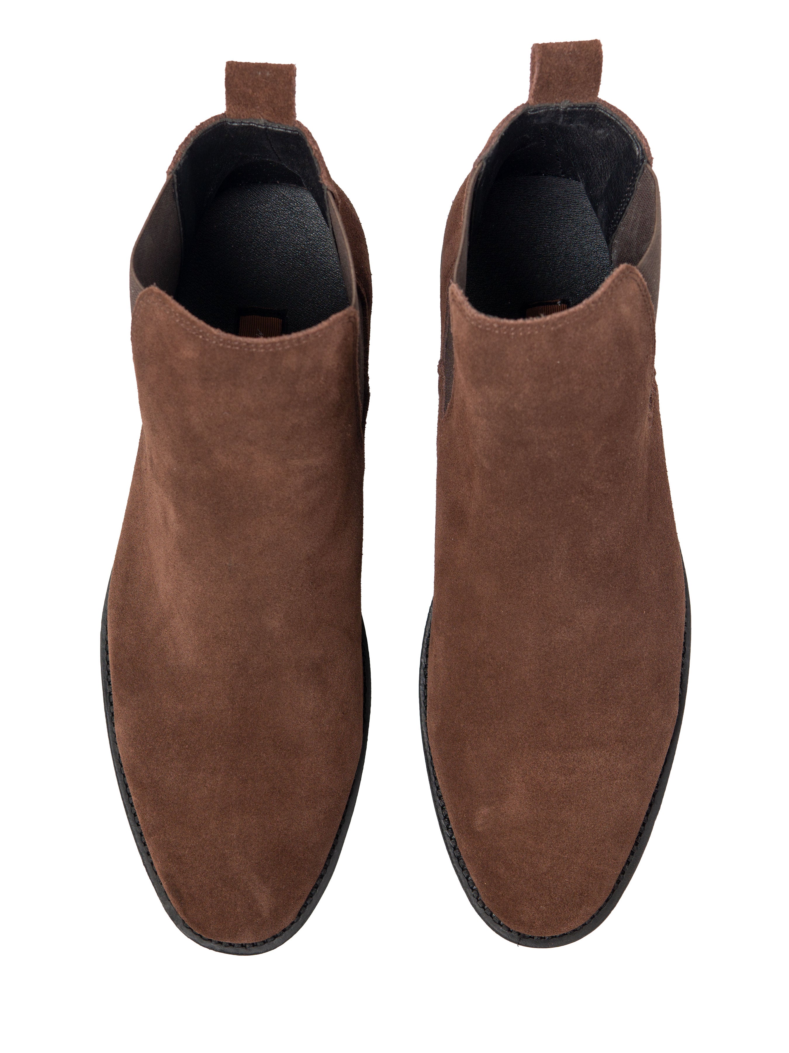 Coffee Suede Leather Chelsea Boots with Crepe Sole.