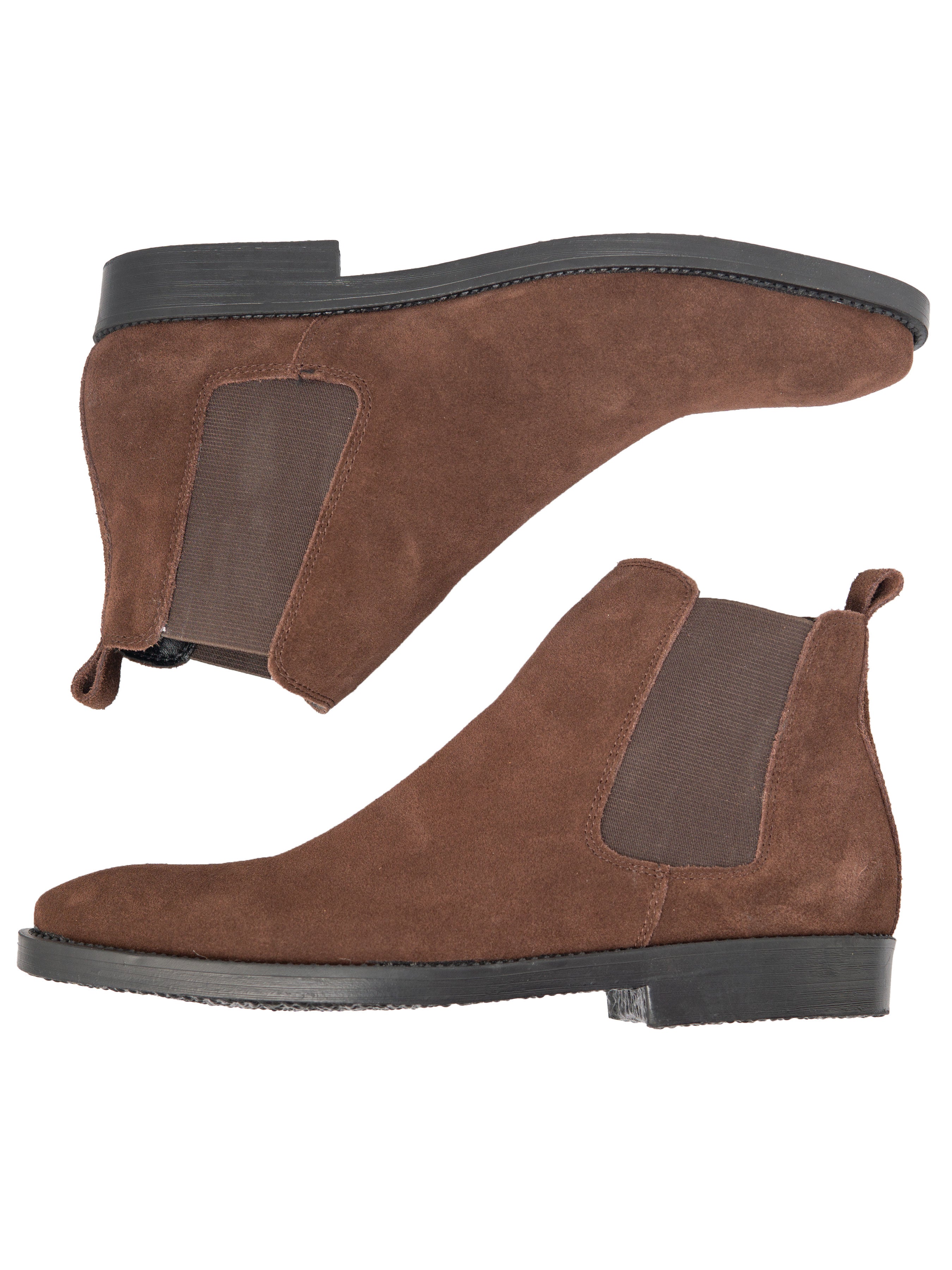 Coffee Suede Leather Chelsea Boots with Crepe Sole