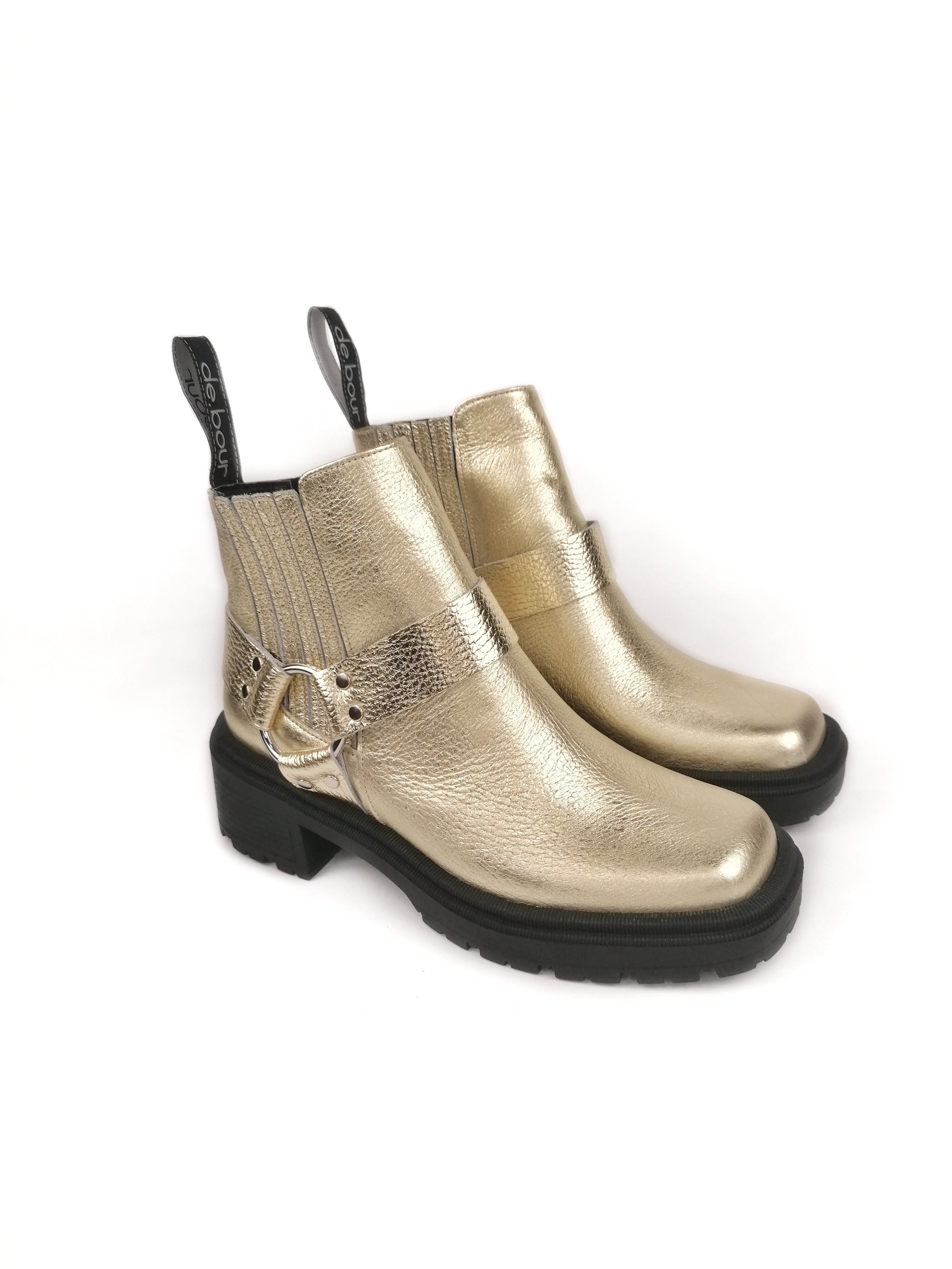 Collette gold leather ankle boots