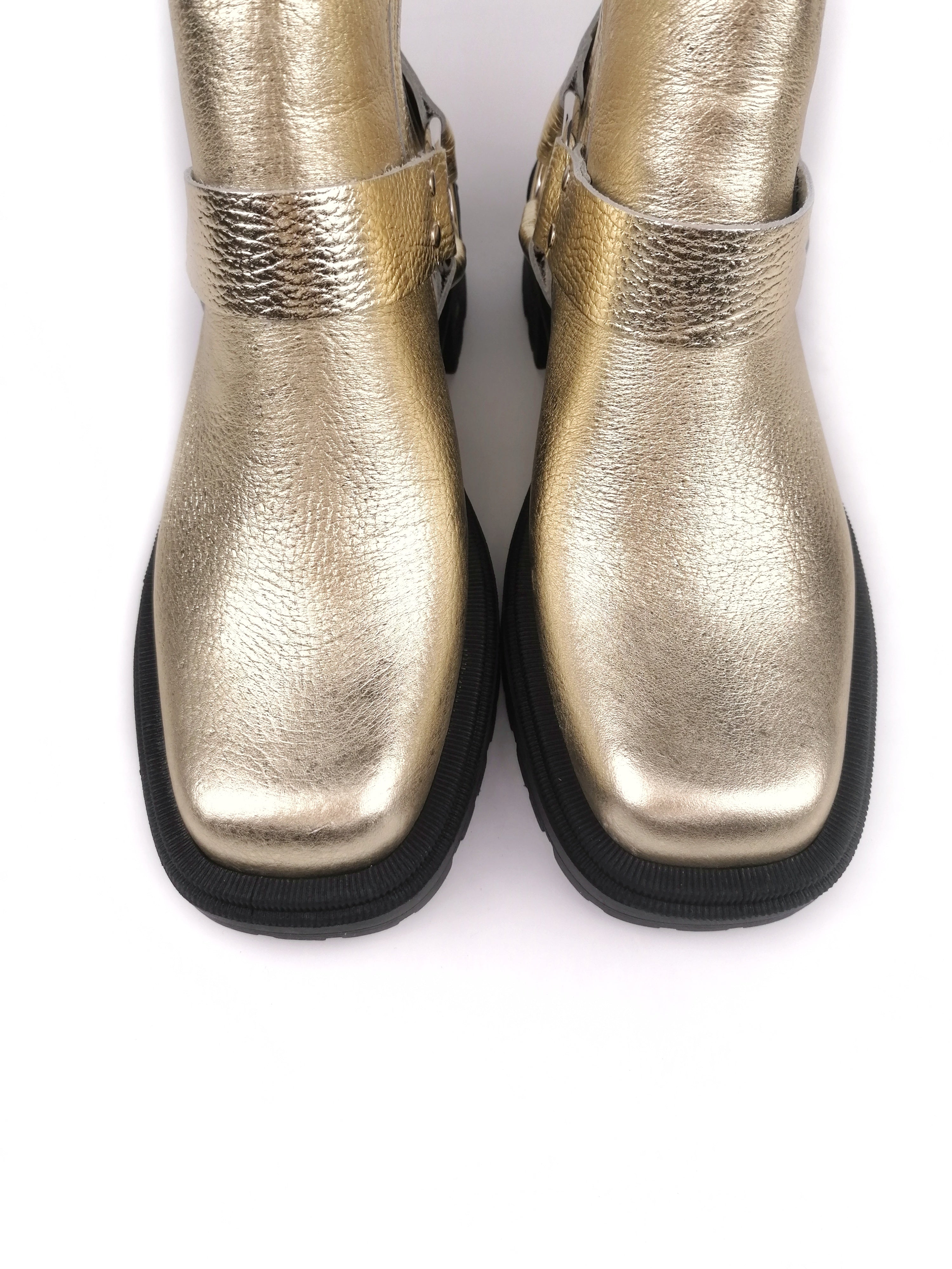 Collette gold leather ankle boots