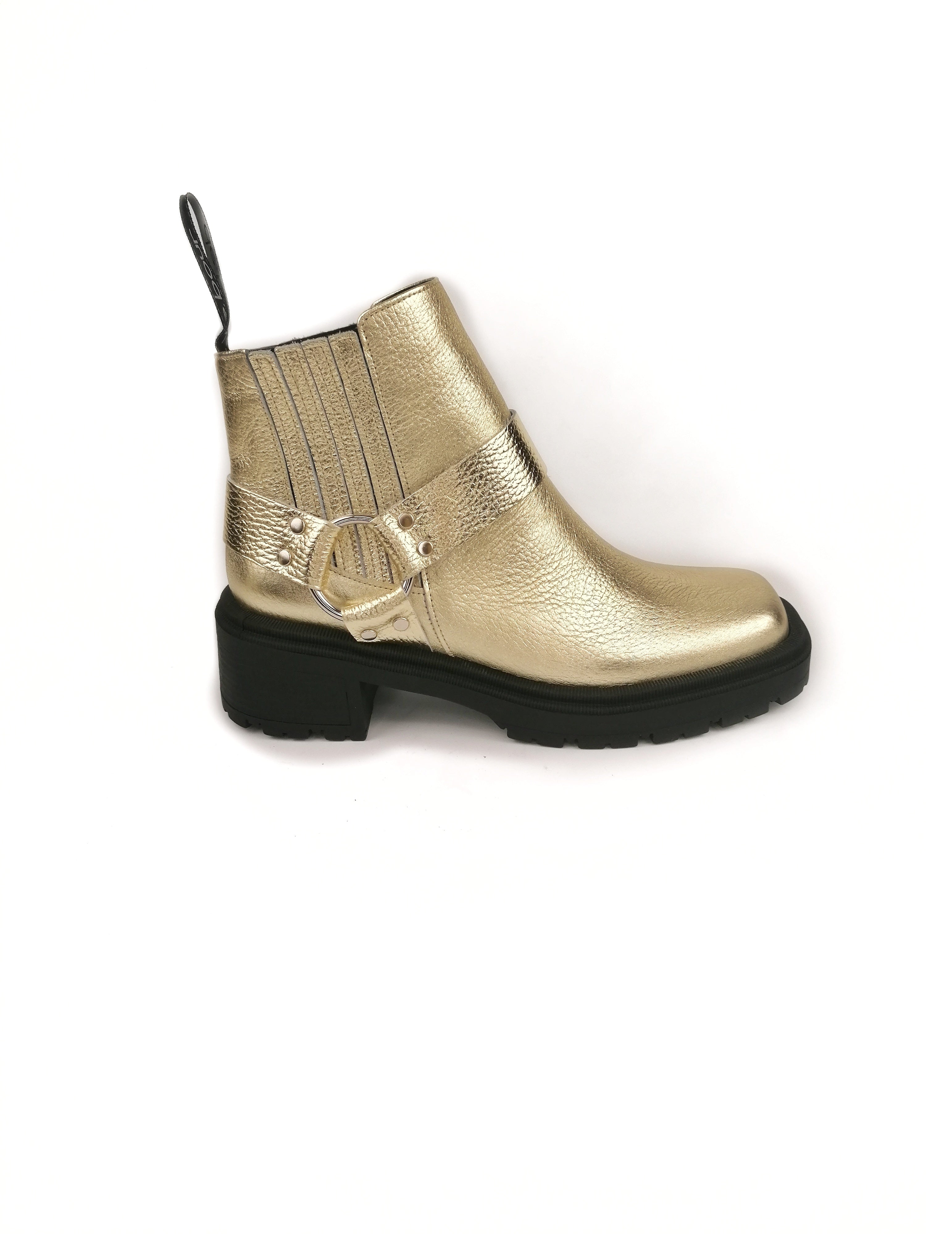 Collette gold leather ankle boots