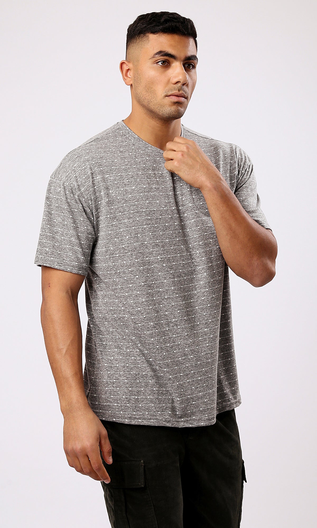 Comfortable Heather Grey Summer Tee - Round Neck - O189639