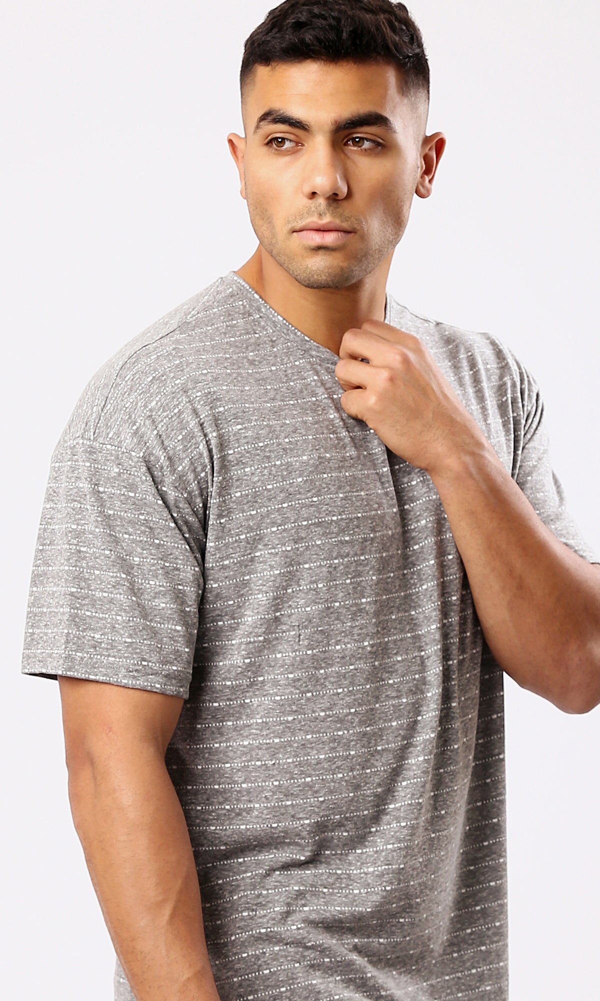 Comfortable Heather Grey Summer Tee - Round Neck - O189639