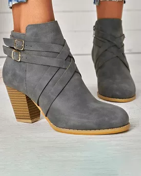 Cross-Strap Zipped Boots