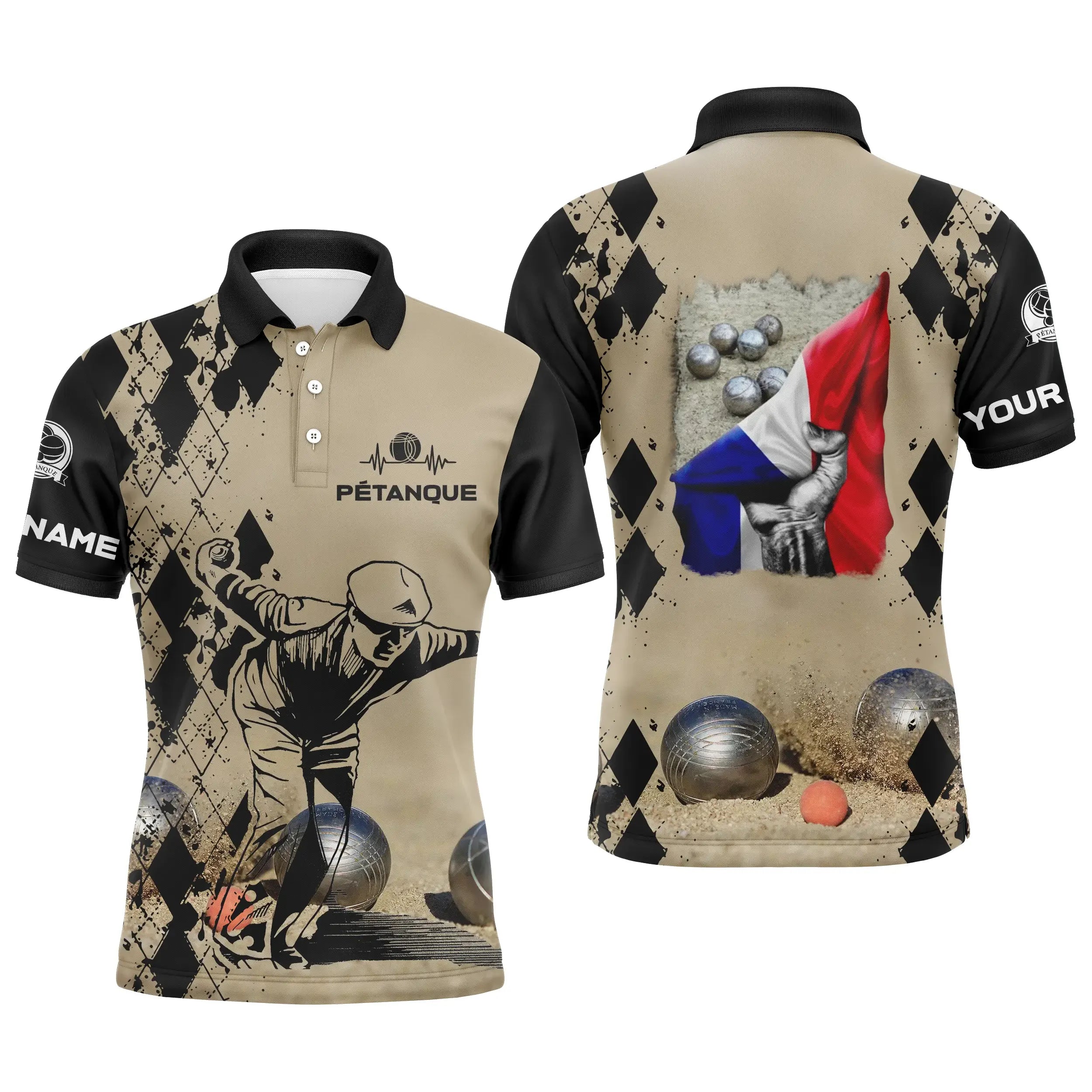 Customized Boules Gift - French Flag Polo - CT13092365