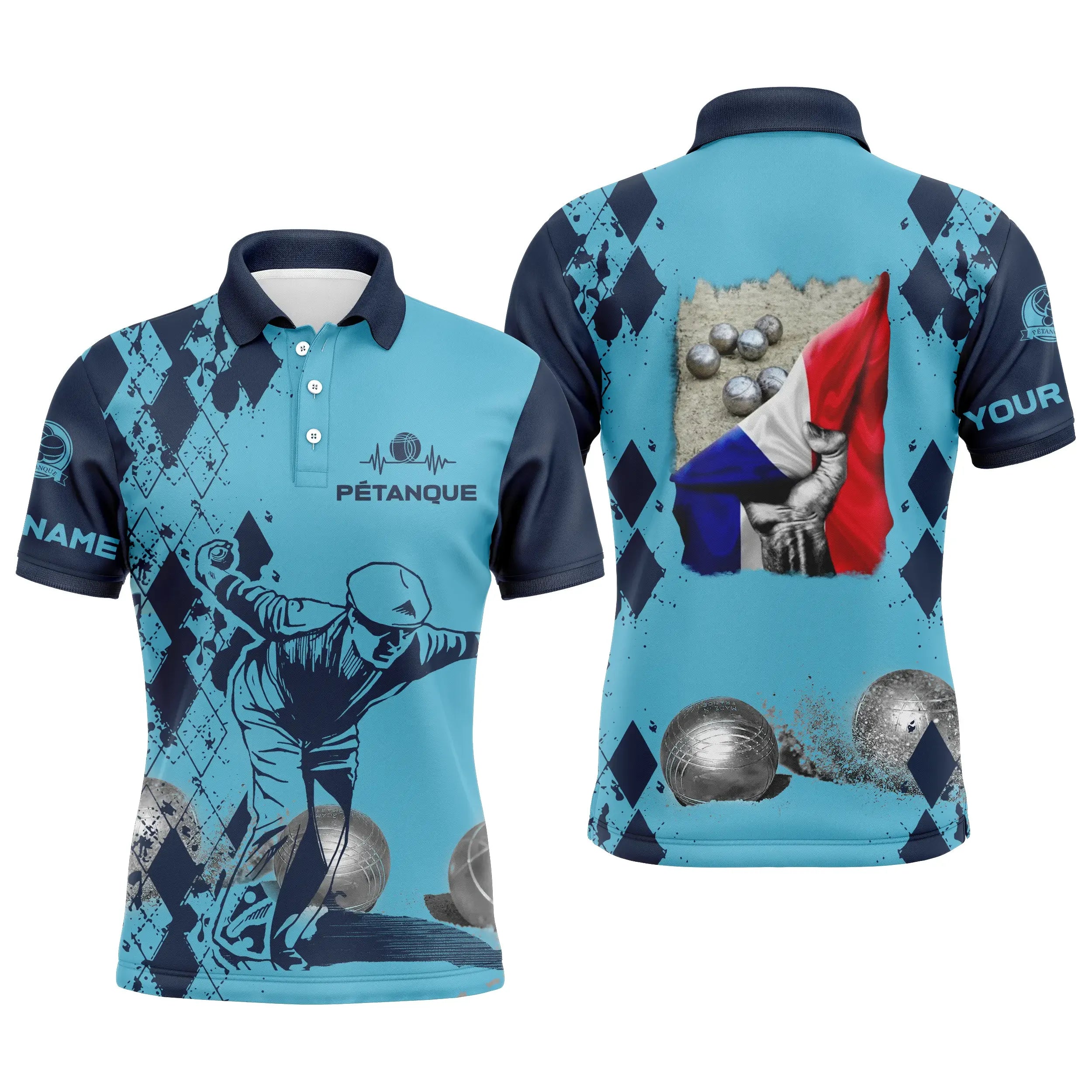 Customized Boules Gift - French Flag Polo - CT13092365