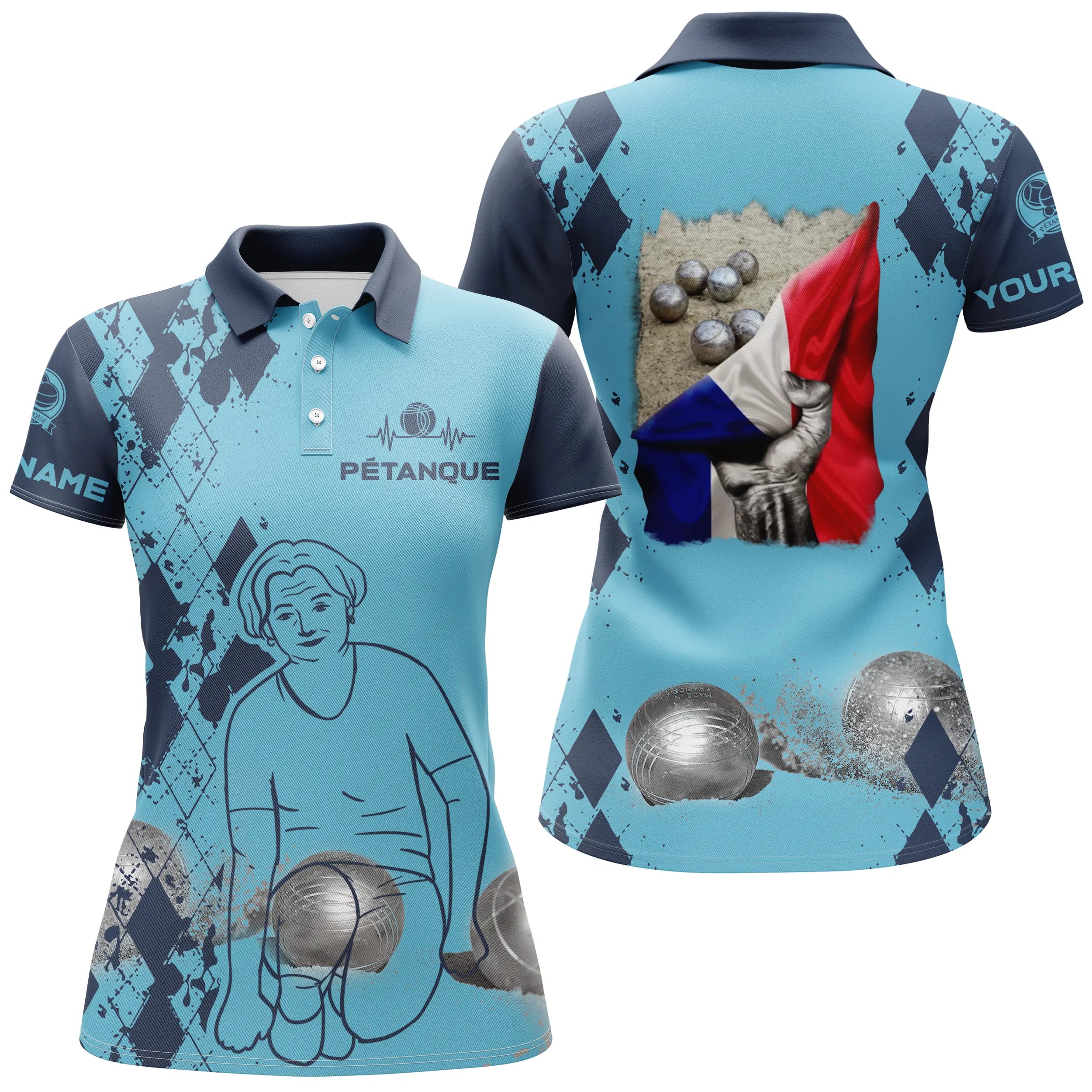 Customized Boules Gift - French Flag Polo - CT13092365