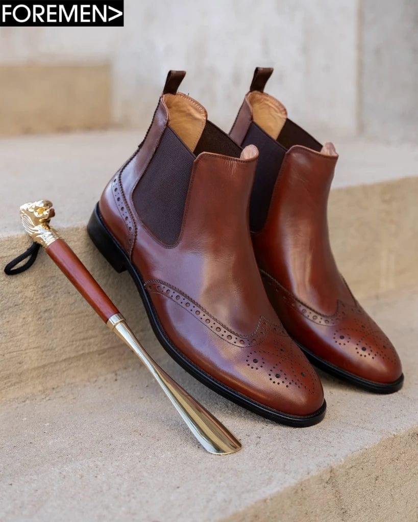 DALLAS | Tan Brogue Chelsea Boots