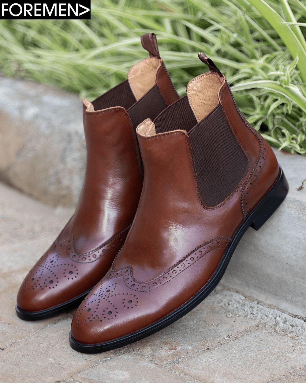 DALLAS | Tan Brogue Chelsea Boots