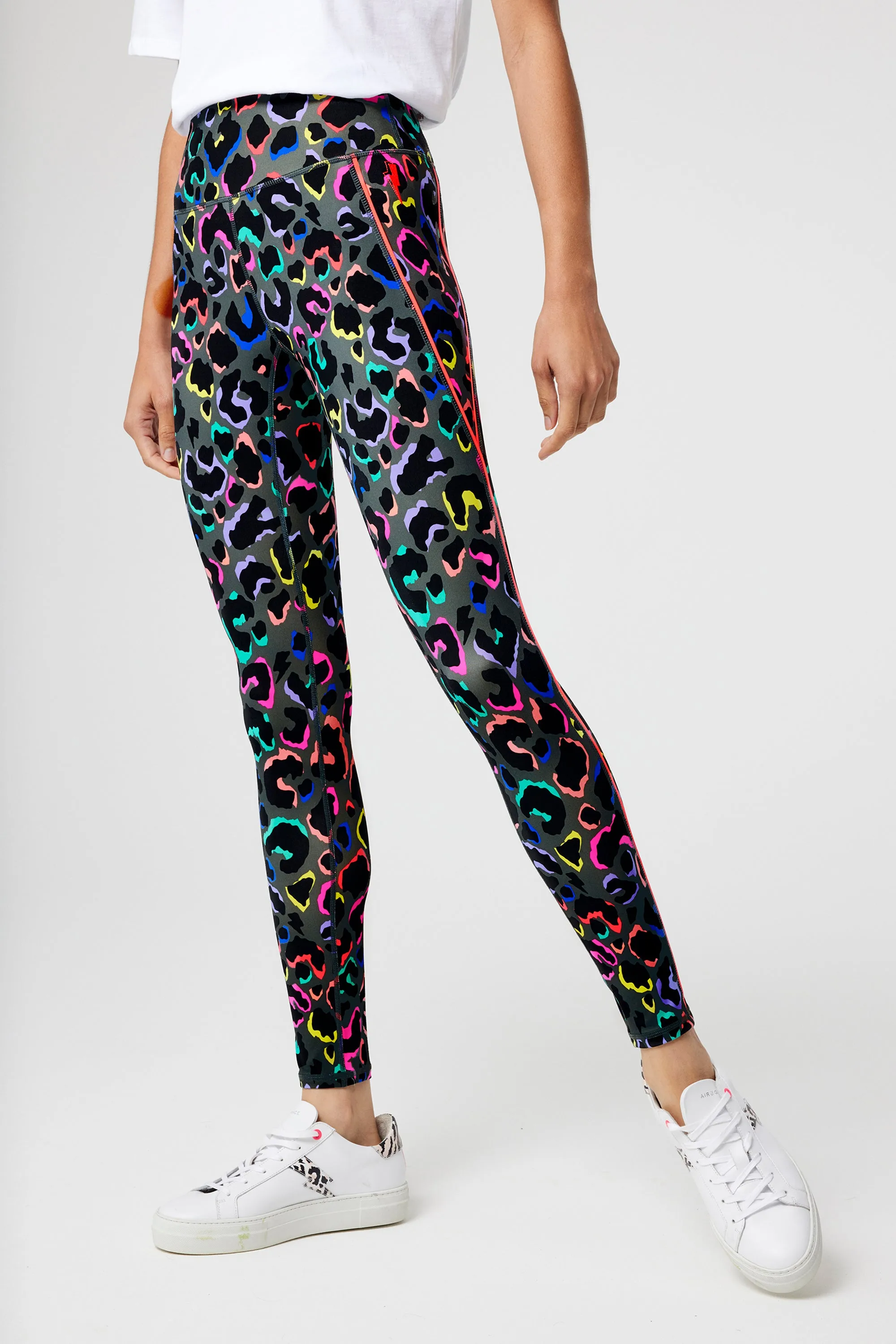 Dark Khaki Rainbow Shadow Leopard Active Leggings for Women