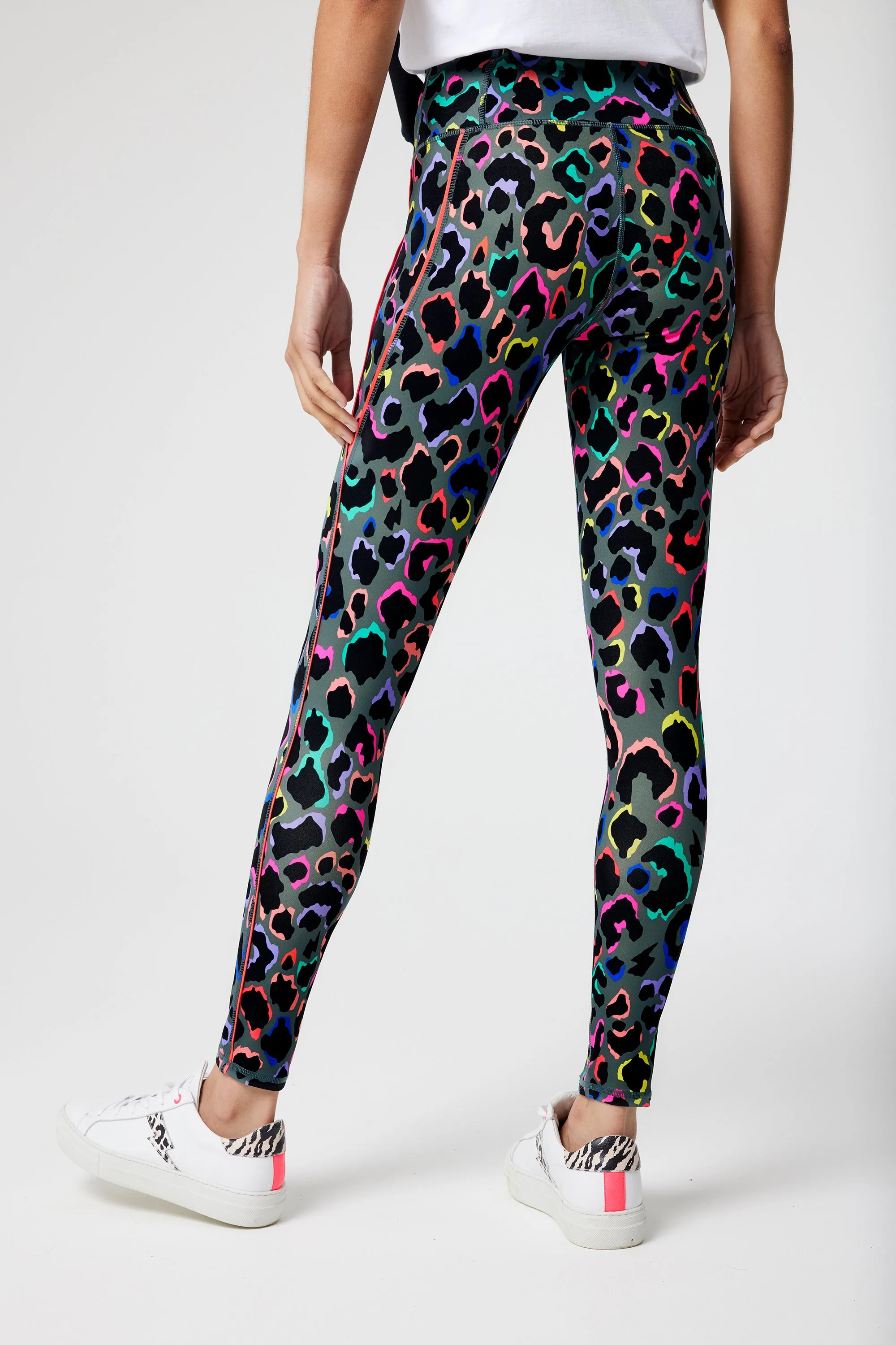 Dark Khaki Rainbow Shadow Leopard Active Leggings for Women