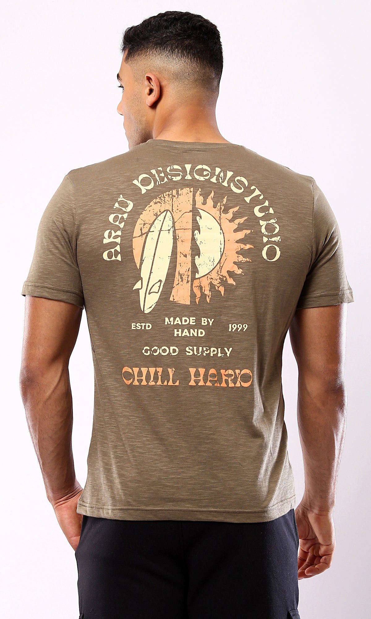 Dark Khaki Round Neck Summer Tee - O179362 Heather