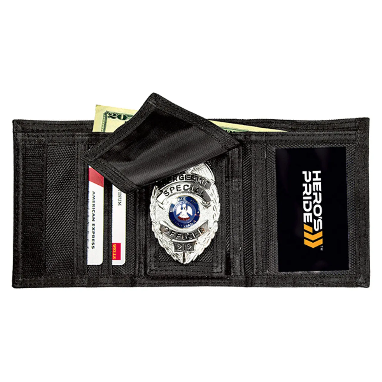 Deluxe Tri-Fold Wallet with Badge Holder and Removable Area