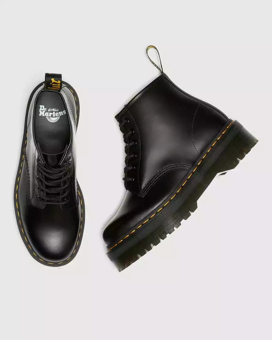 Dr Martens 101 Quad Black Smooth Leather Boots - Shop Now