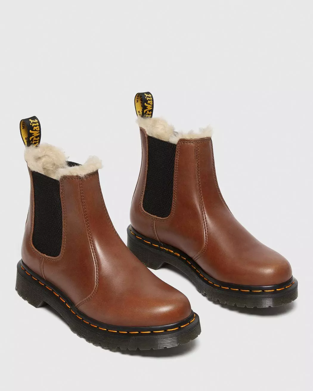 Dr Martens 2976 Leonore Chelsea Boots Faux Fur Tan Farrier 27784225 - Shop Now