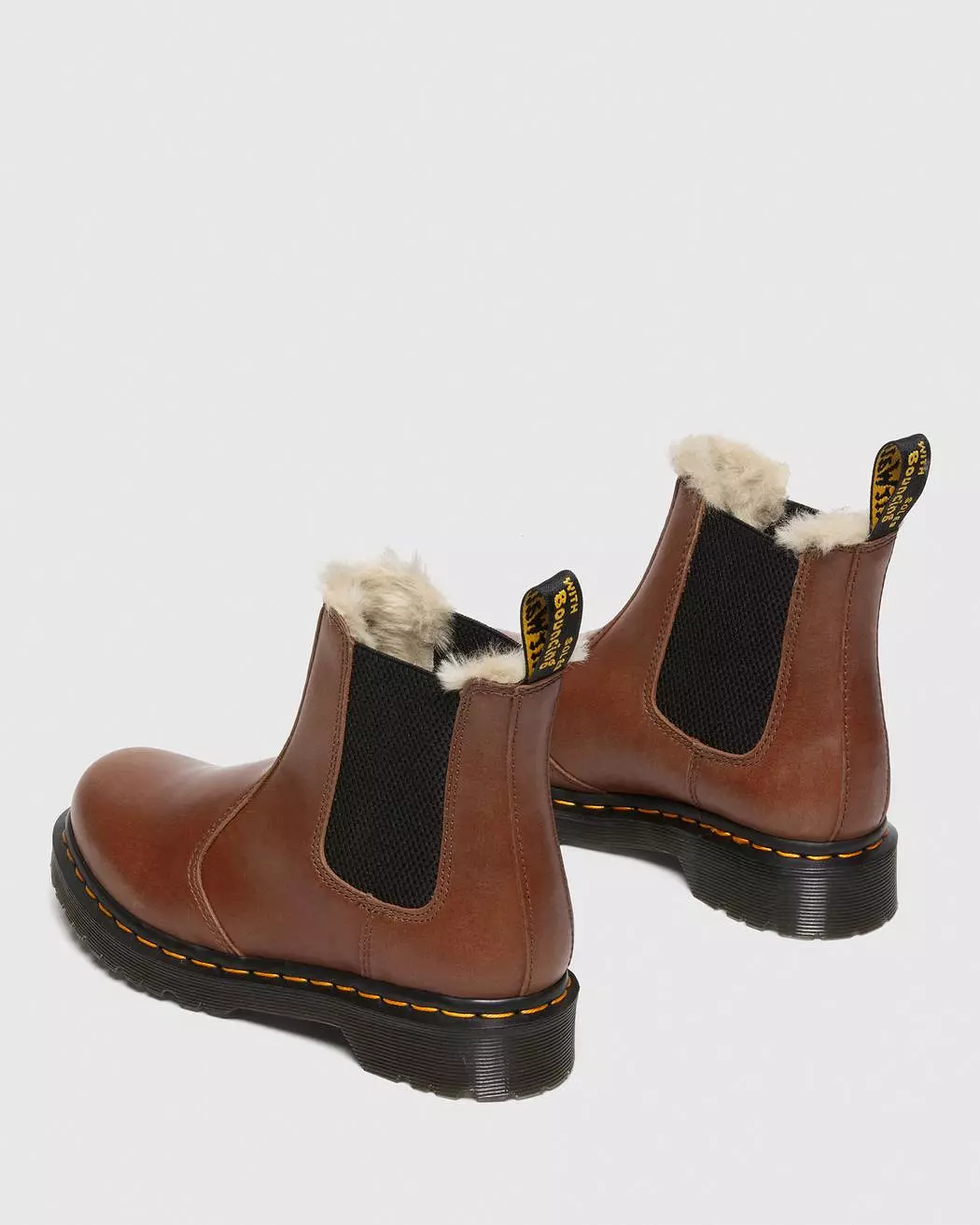 Dr Martens 2976 Leonore Chelsea Boots Faux Fur Tan Farrier 27784225 - Shop Now