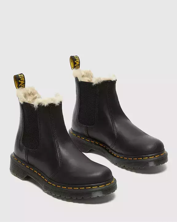 Dr Martens Faux Fur Chelsea Boots - Women's 2976, Black (21045001)