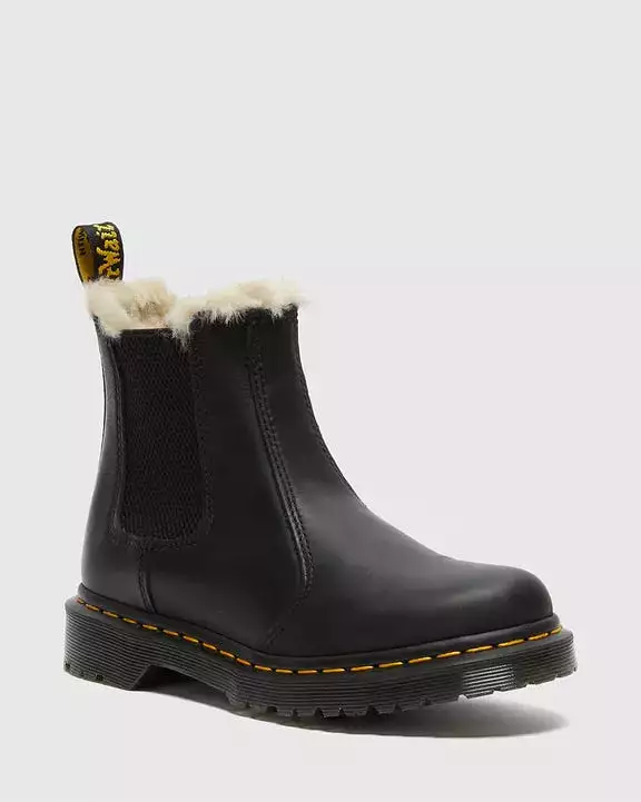 Dr Martens Faux Fur Chelsea Boots - Women's 2976, Black (21045001)