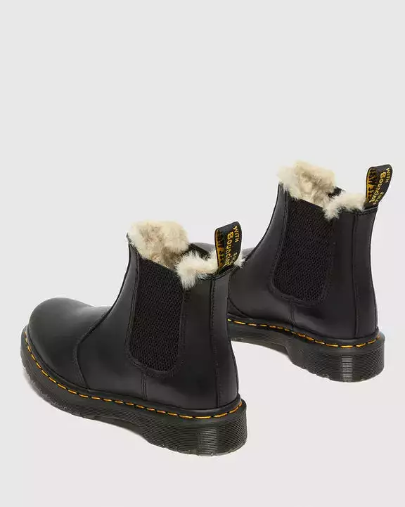 Dr Martens Faux Fur Chelsea Boots - Women's 2976, Black (21045001)