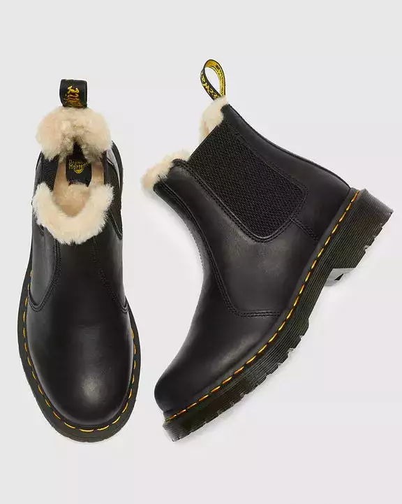 Dr Martens Faux Fur Chelsea Boots - Women's 2976, Black (21045001)