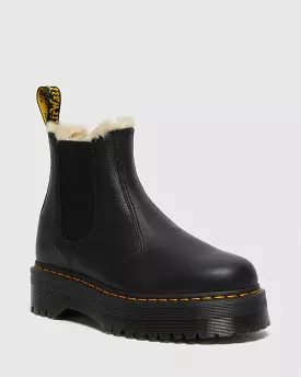 Dr Martens Quad Faux Fur Platform Chelsea Boots Black Pisa 25635001