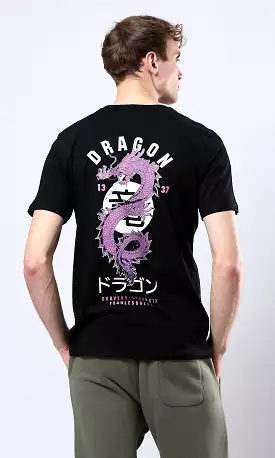 Dragon Short Sleeves Slip On Summer Tee - O178913