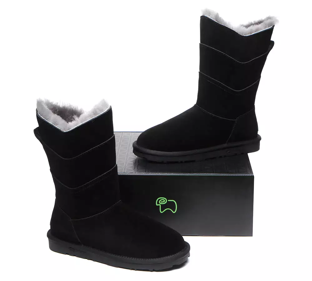 EVERAU Premium Sheepskin Tall Boots Women Swanston 3 Panel