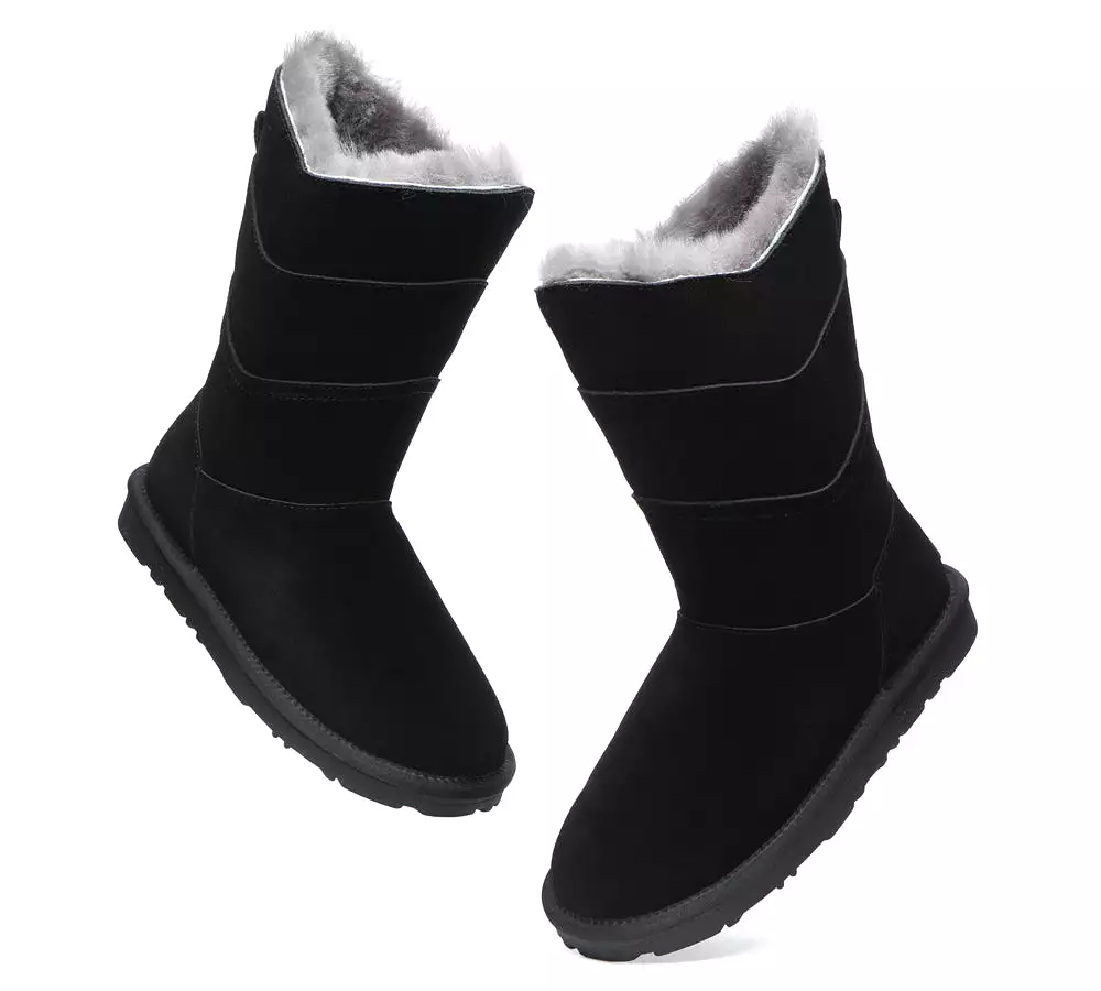 EVERAU Premium Sheepskin Tall Boots Women Swanston 3 Panel