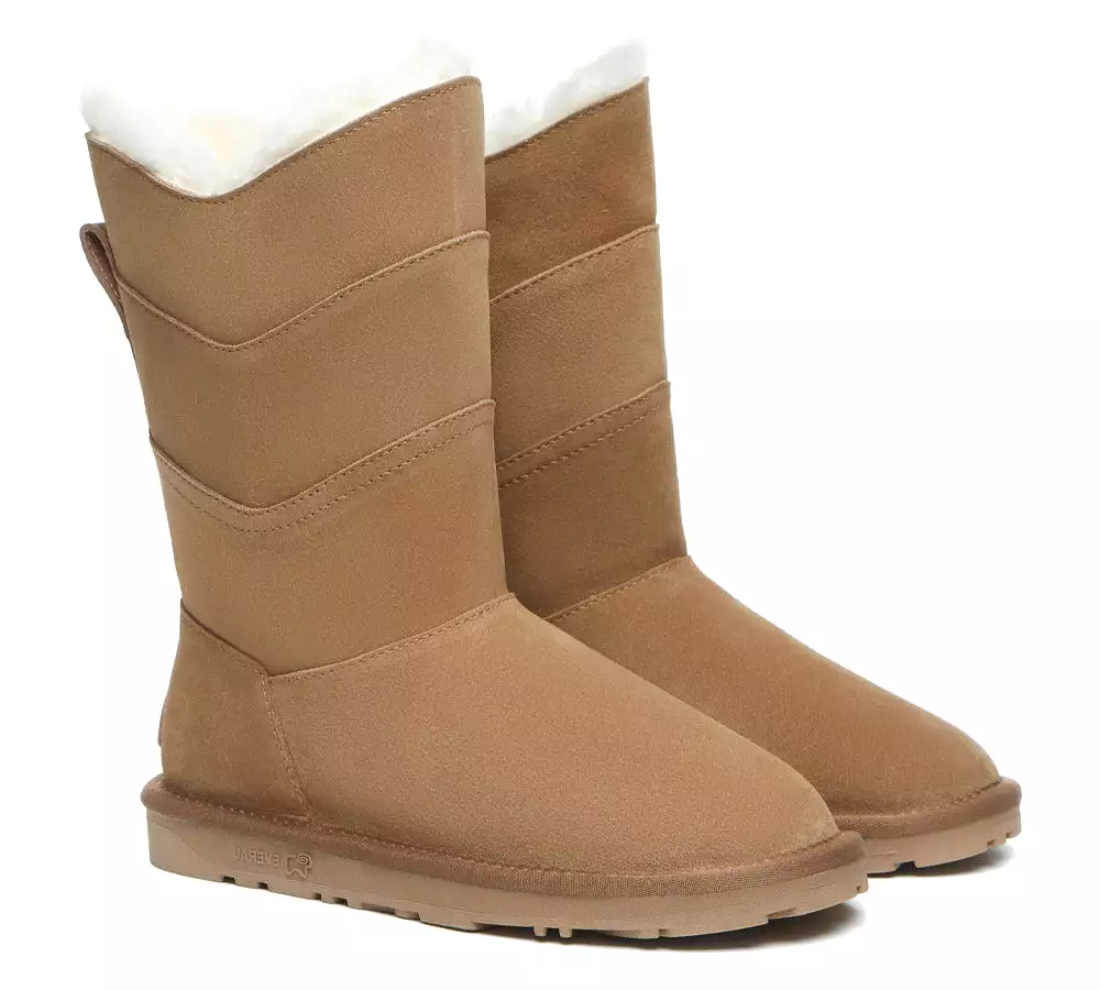 EVERAU Premium Sheepskin Tall Boots Women Swanston 3 Panel