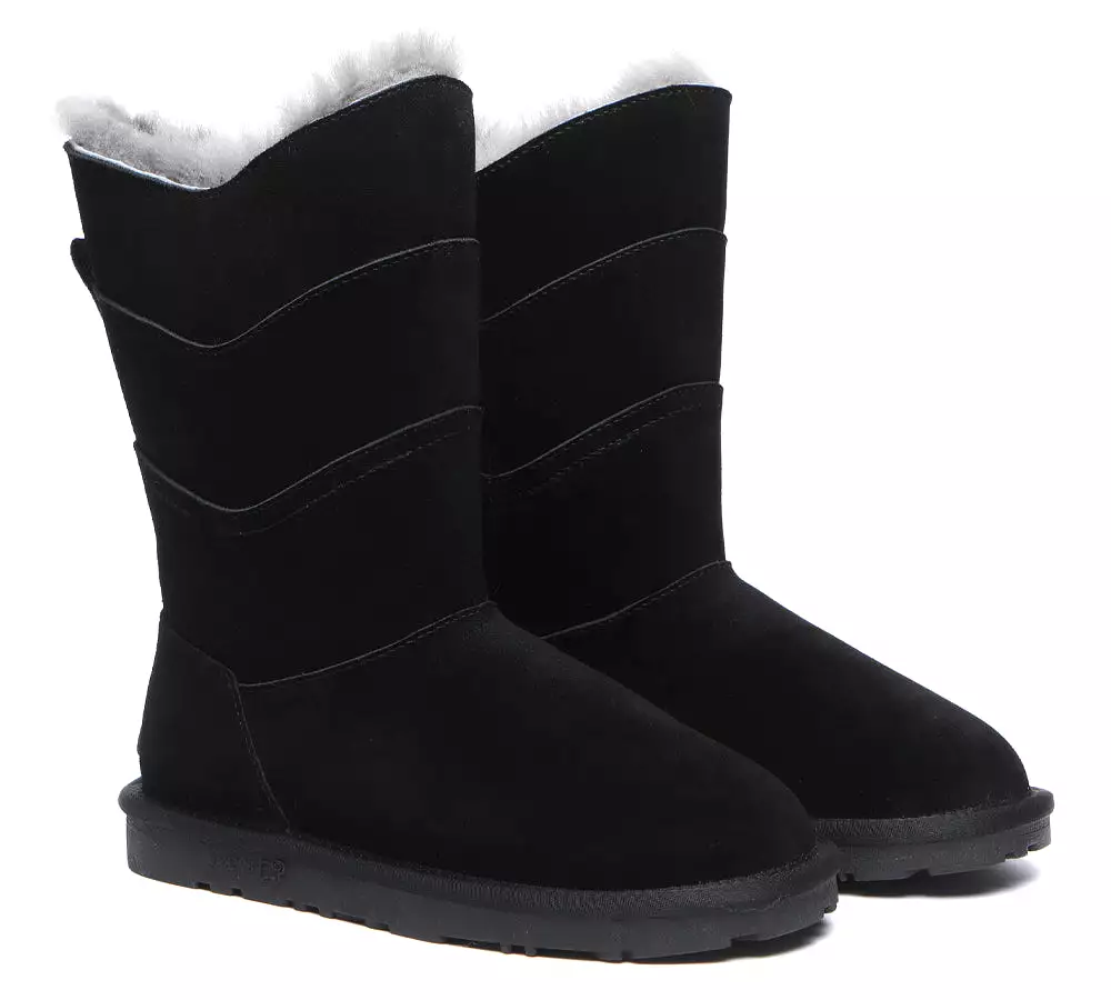 EVERAU Premium Sheepskin Tall Boots Women Swanston 3 Panel