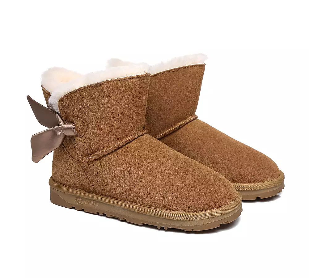 Everau Women's Sheepskin Single Bow Boots - Ember.