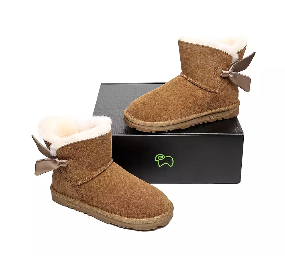 Everau Women's Sheepskin Single Bow Boots - Ember.