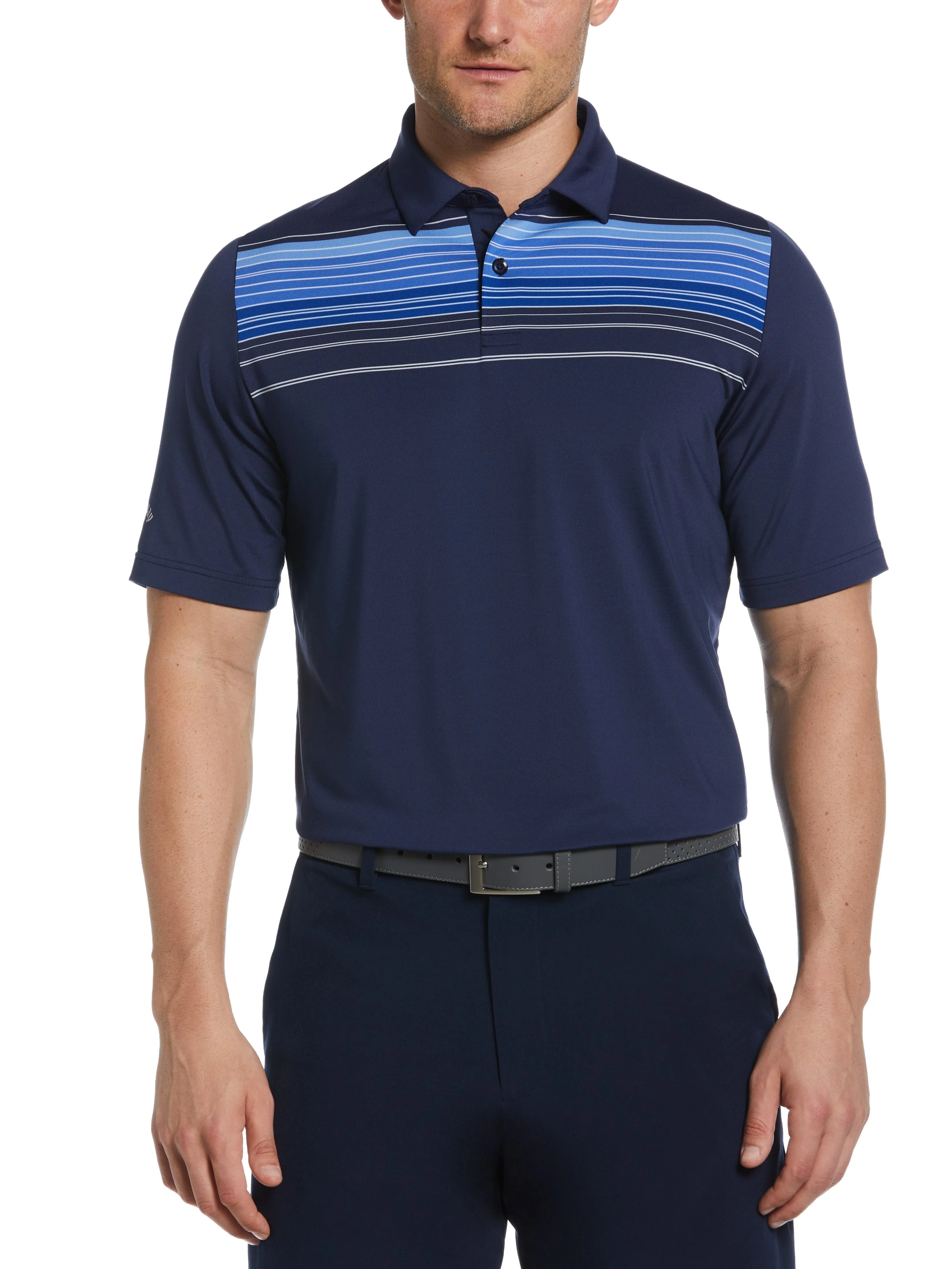 Extra-Large Energized Engineered Stripe Golf Polo with Yarn Dyed Design