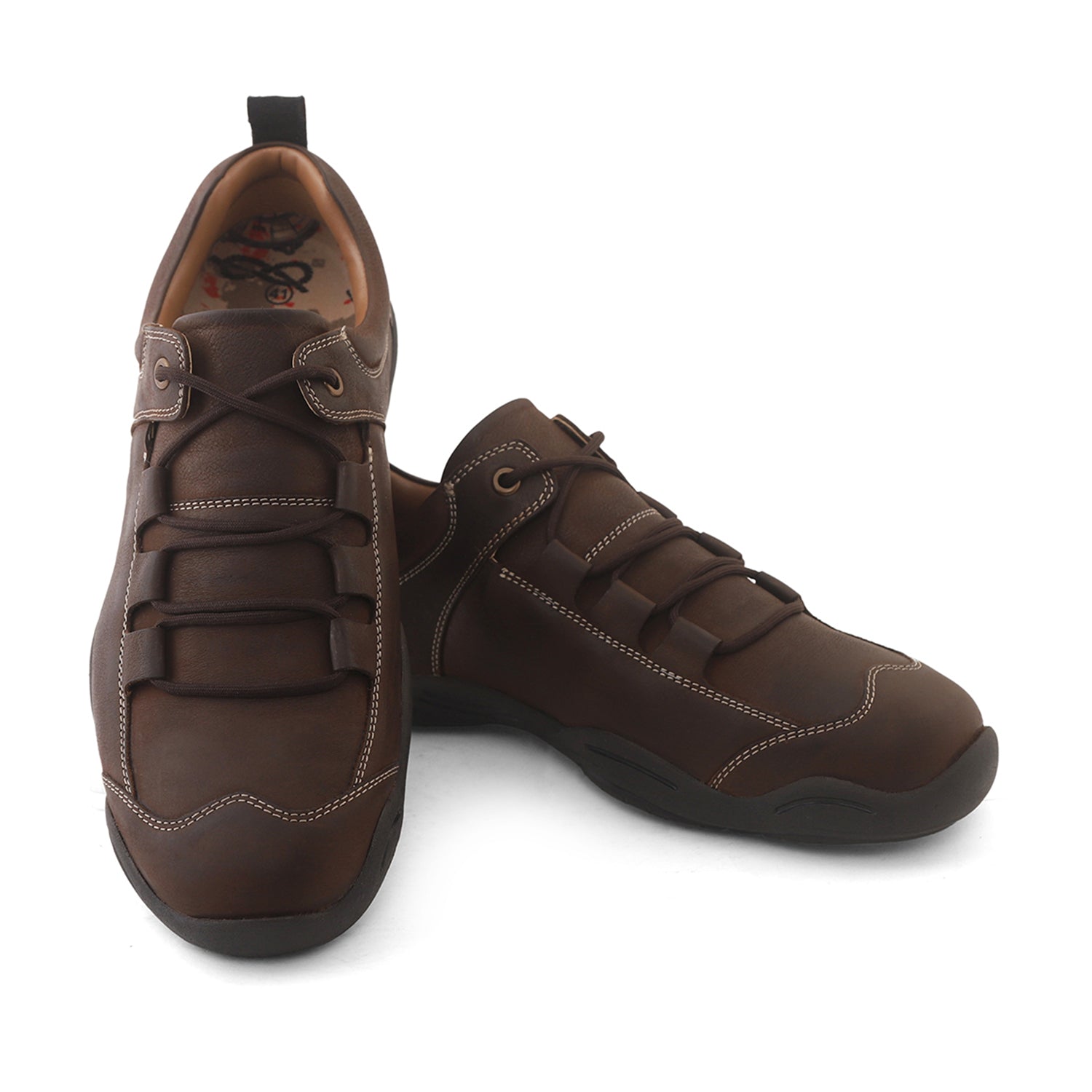 Ezok Brown Leather Casual Sneakers