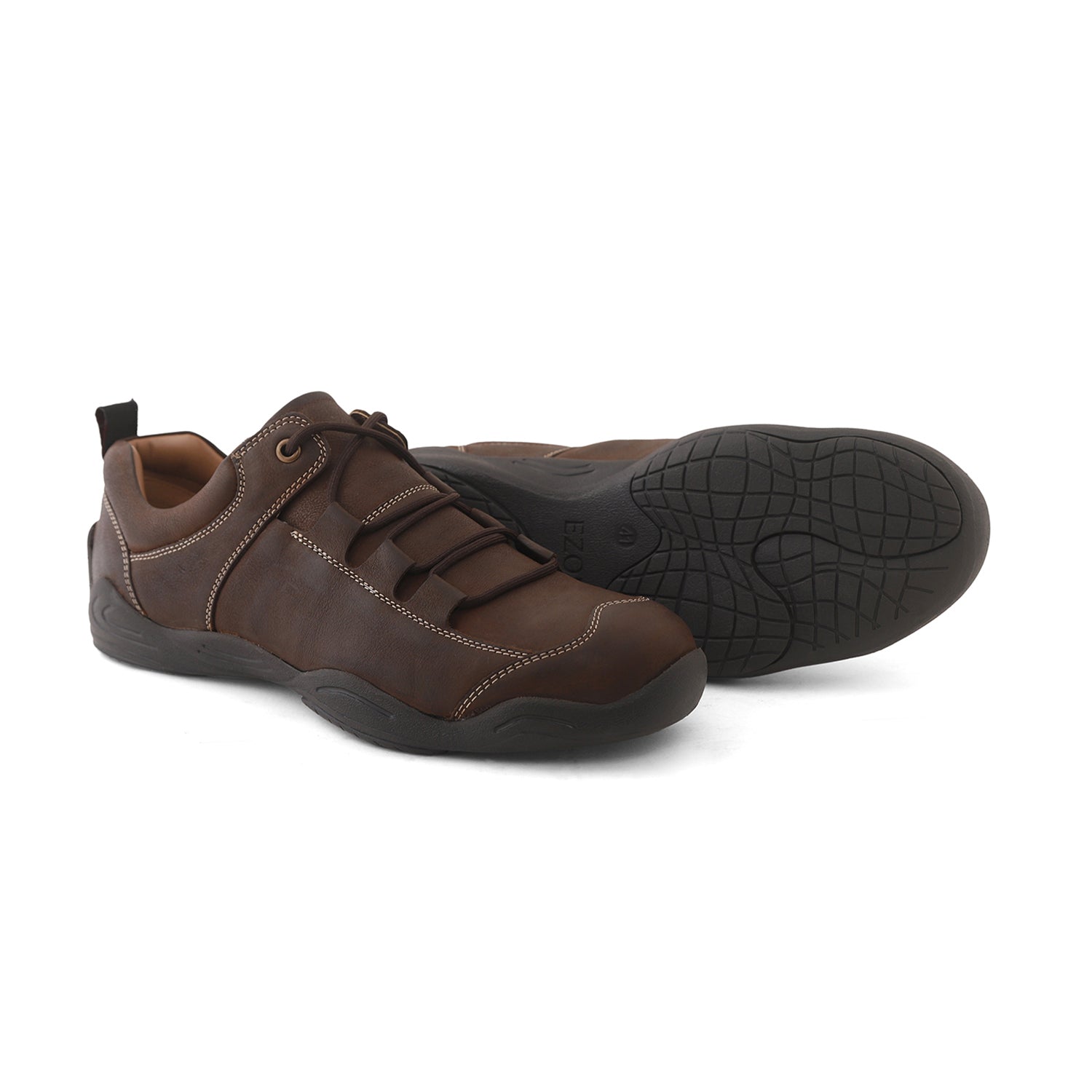 Ezok Brown Leather Casual Sneakers