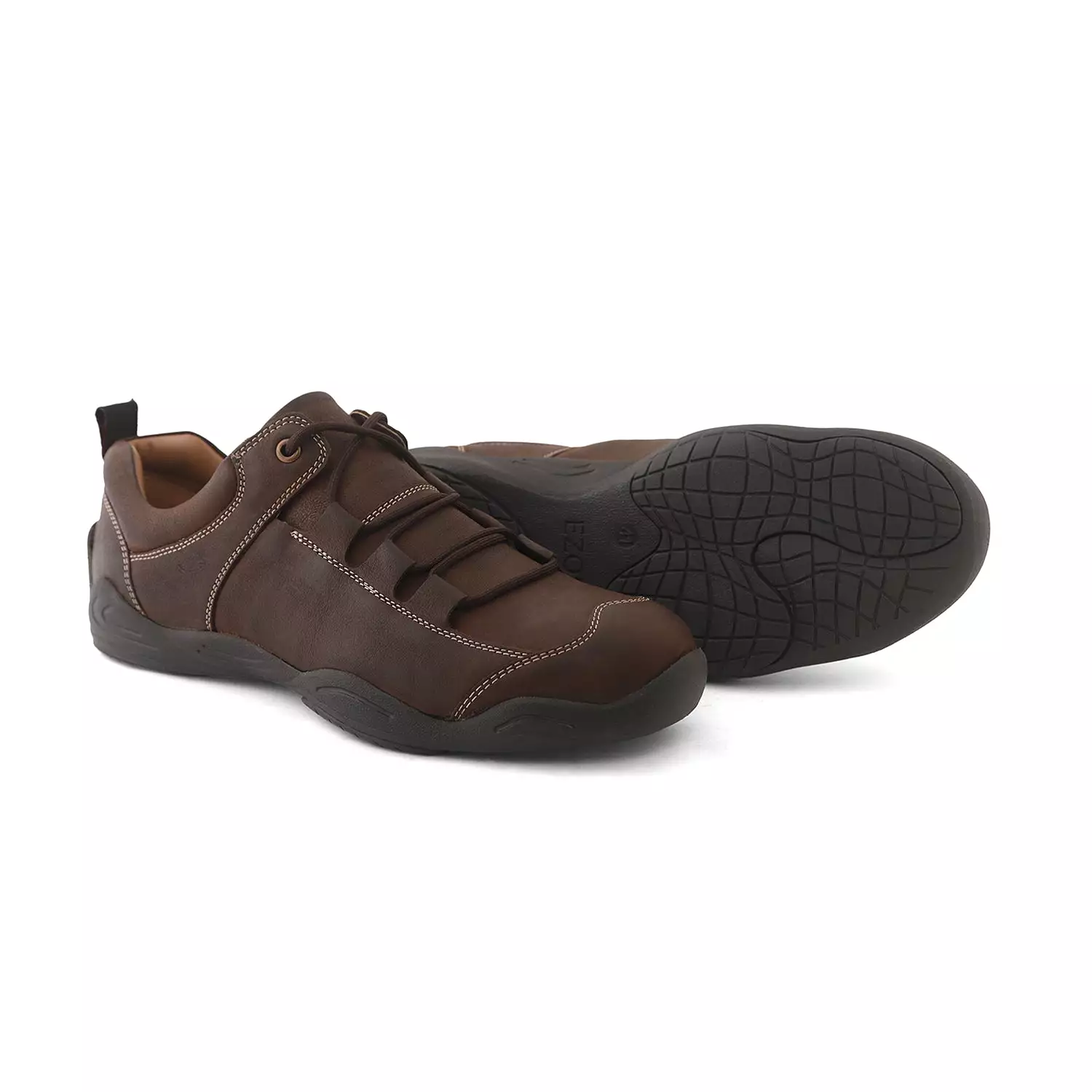 Ezok Brown Leather Casual Sneakers