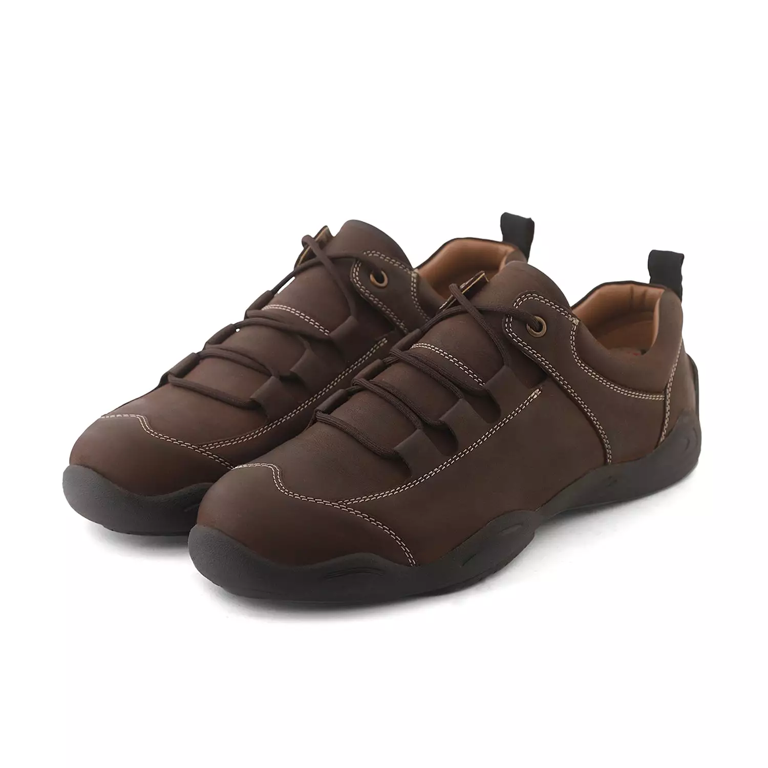 Ezok Brown Leather Casual Sneakers