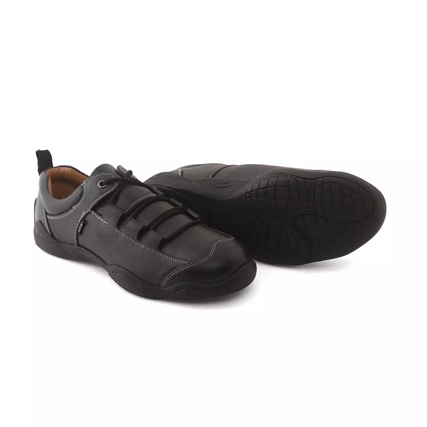 Ezok Casual Black Leather Sneakers