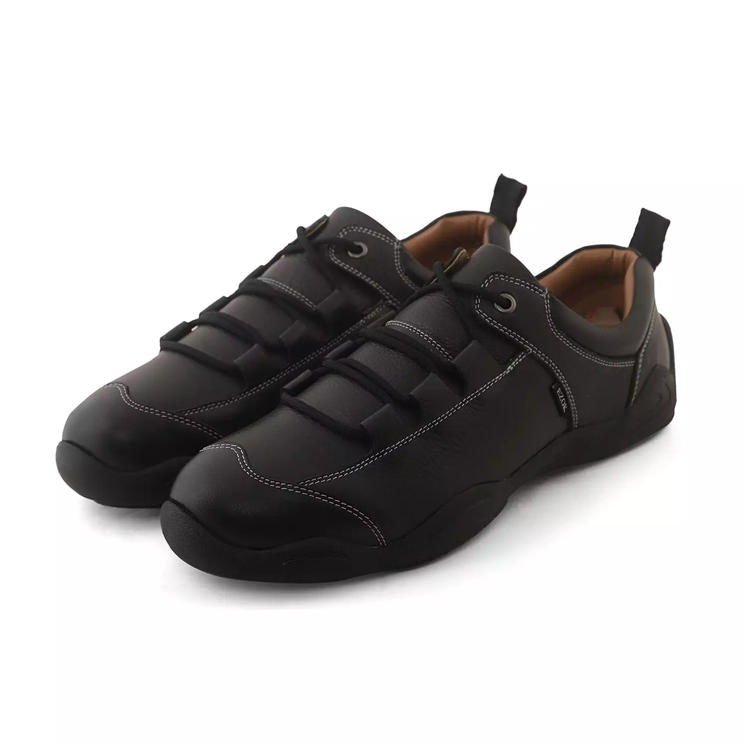 Ezok Casual Black Leather Sneakers