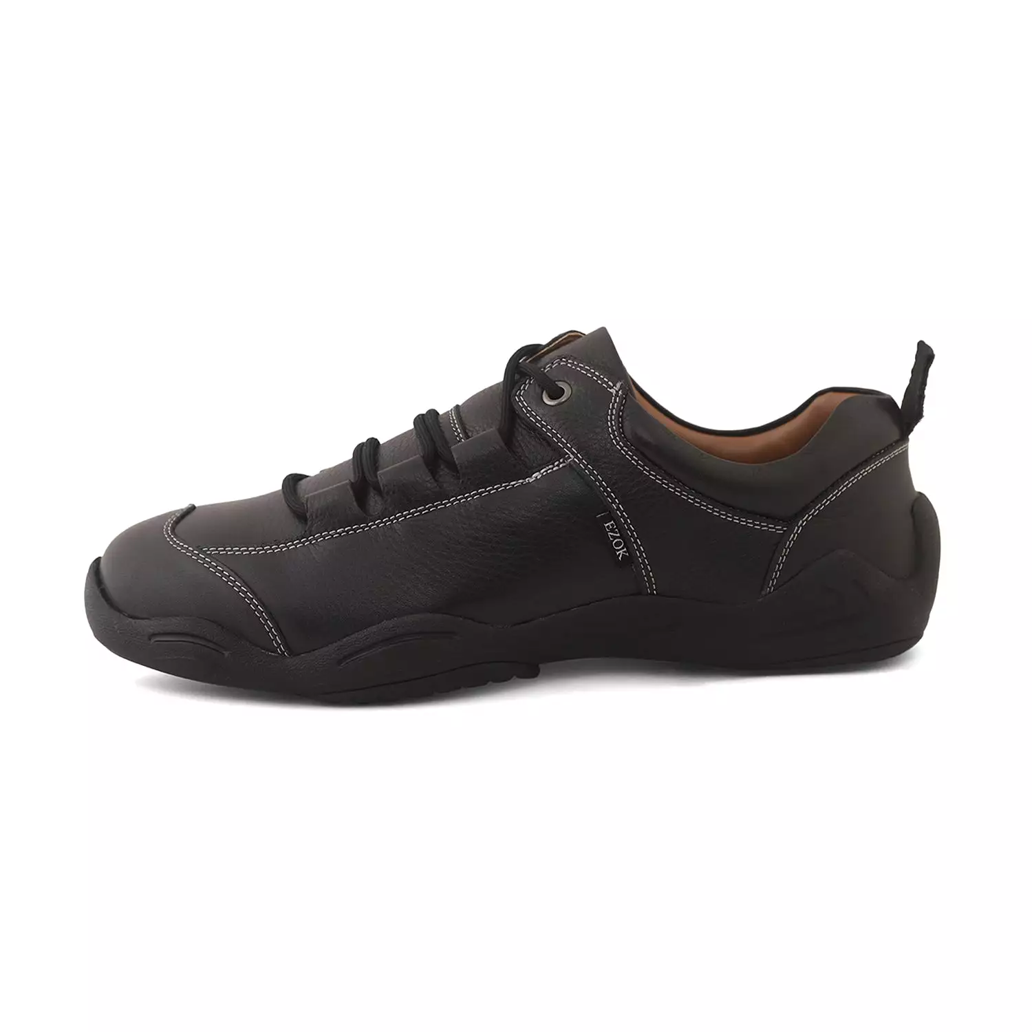 Ezok Casual Black Leather Sneakers