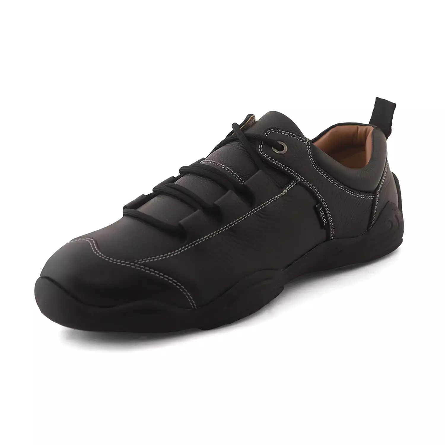 Ezok Casual Black Leather Sneakers