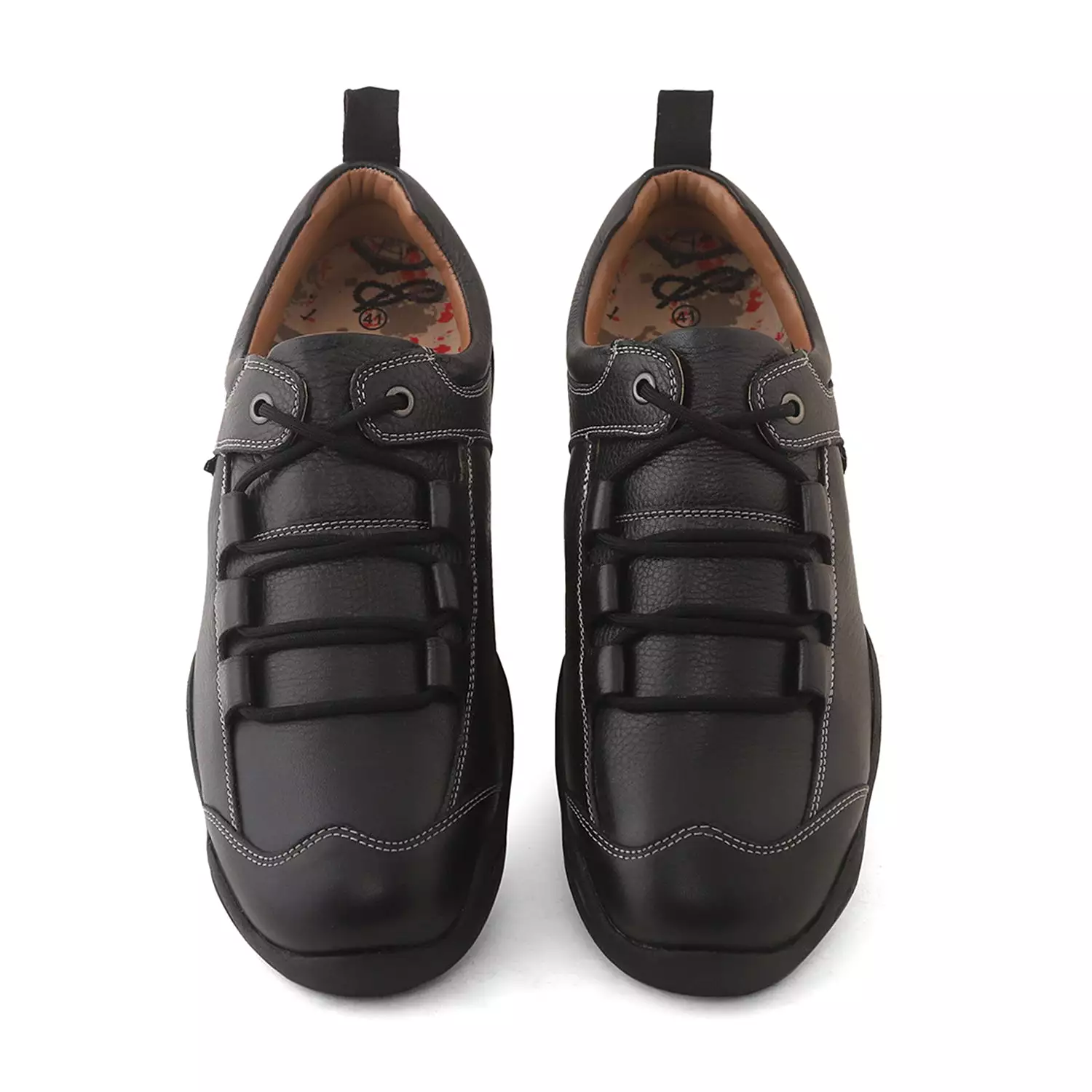 Ezok Casual Black Leather Sneakers