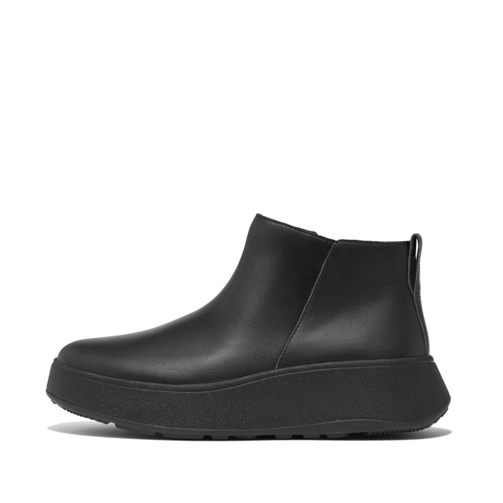 Fit-Flop F-Mode Flatform Zip Ankle Boots in Black