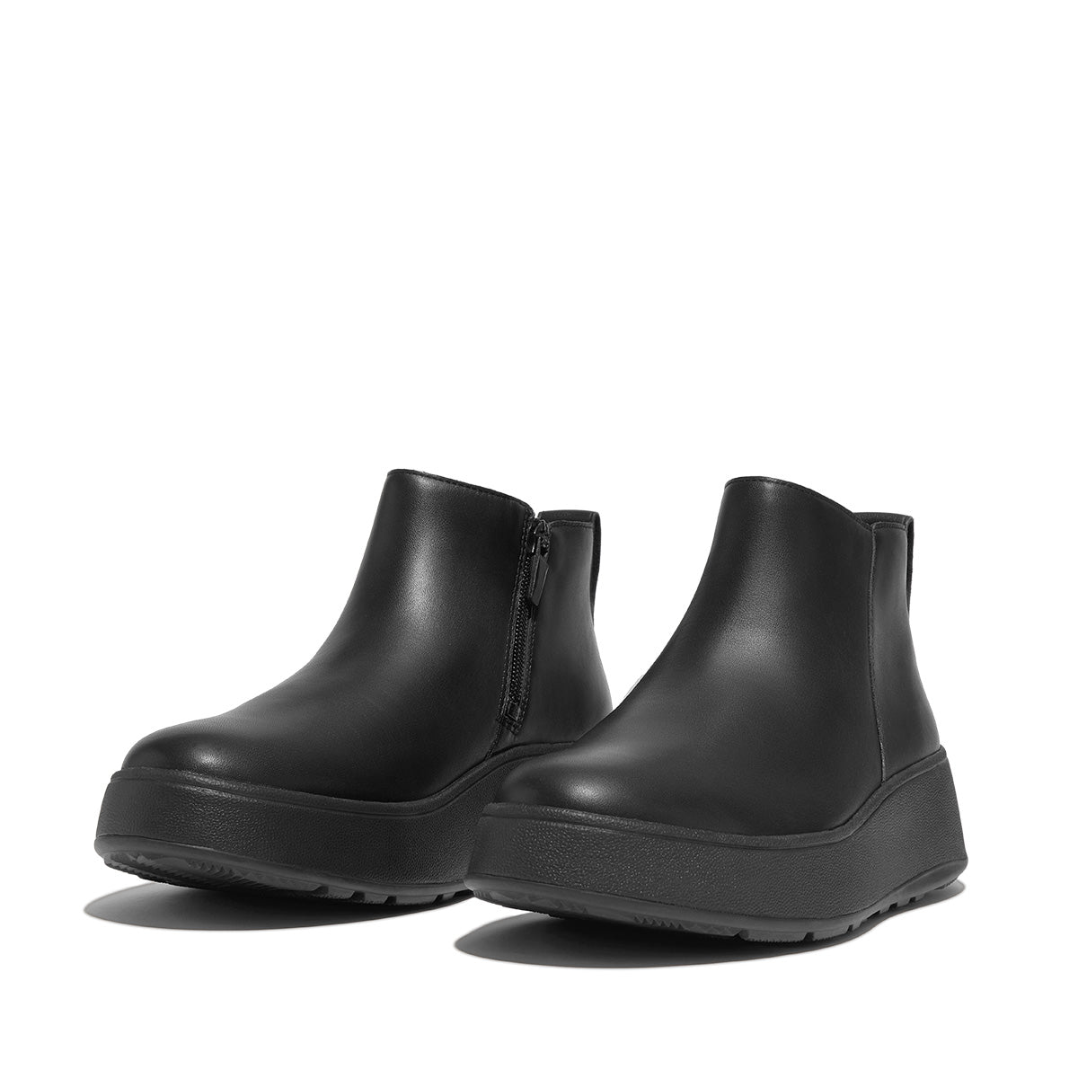 Fit-Flop F-Mode Flatform Zip Ankle Boots in Black