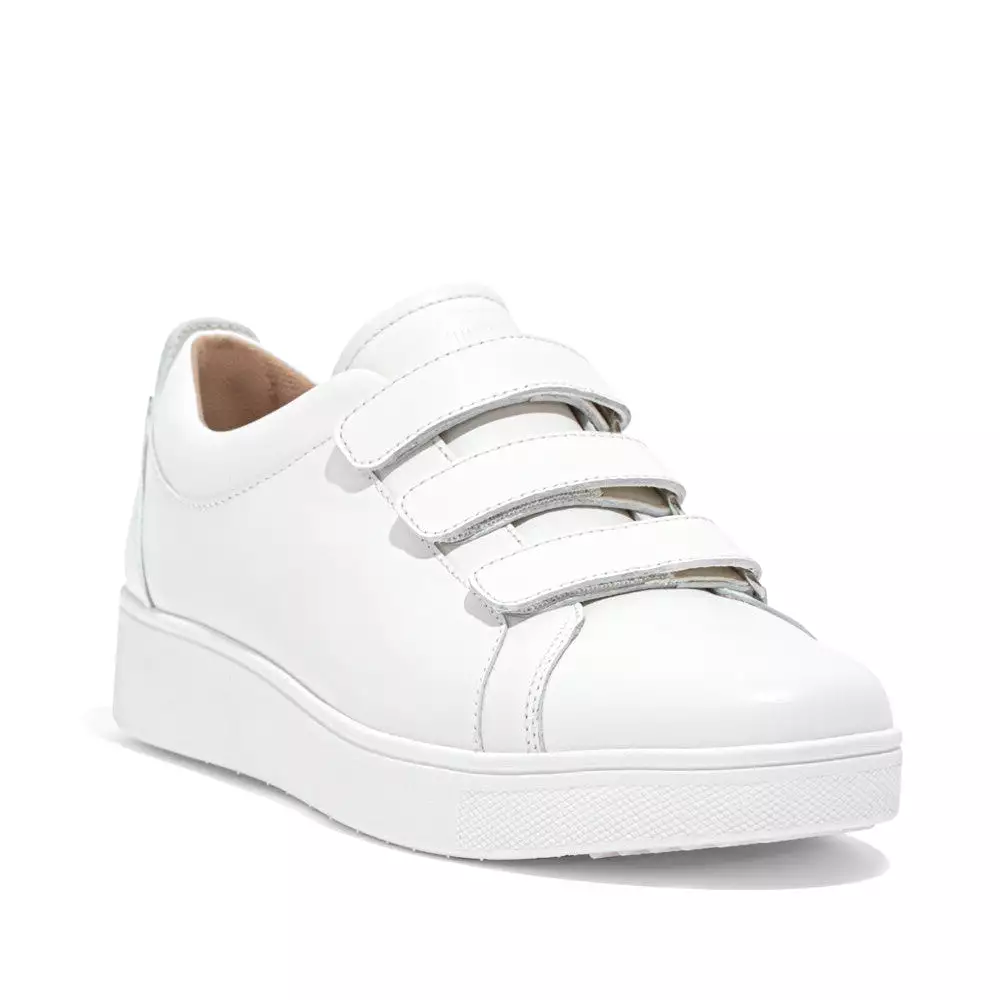 Fitflop white leather sneakers with quick stick fastening